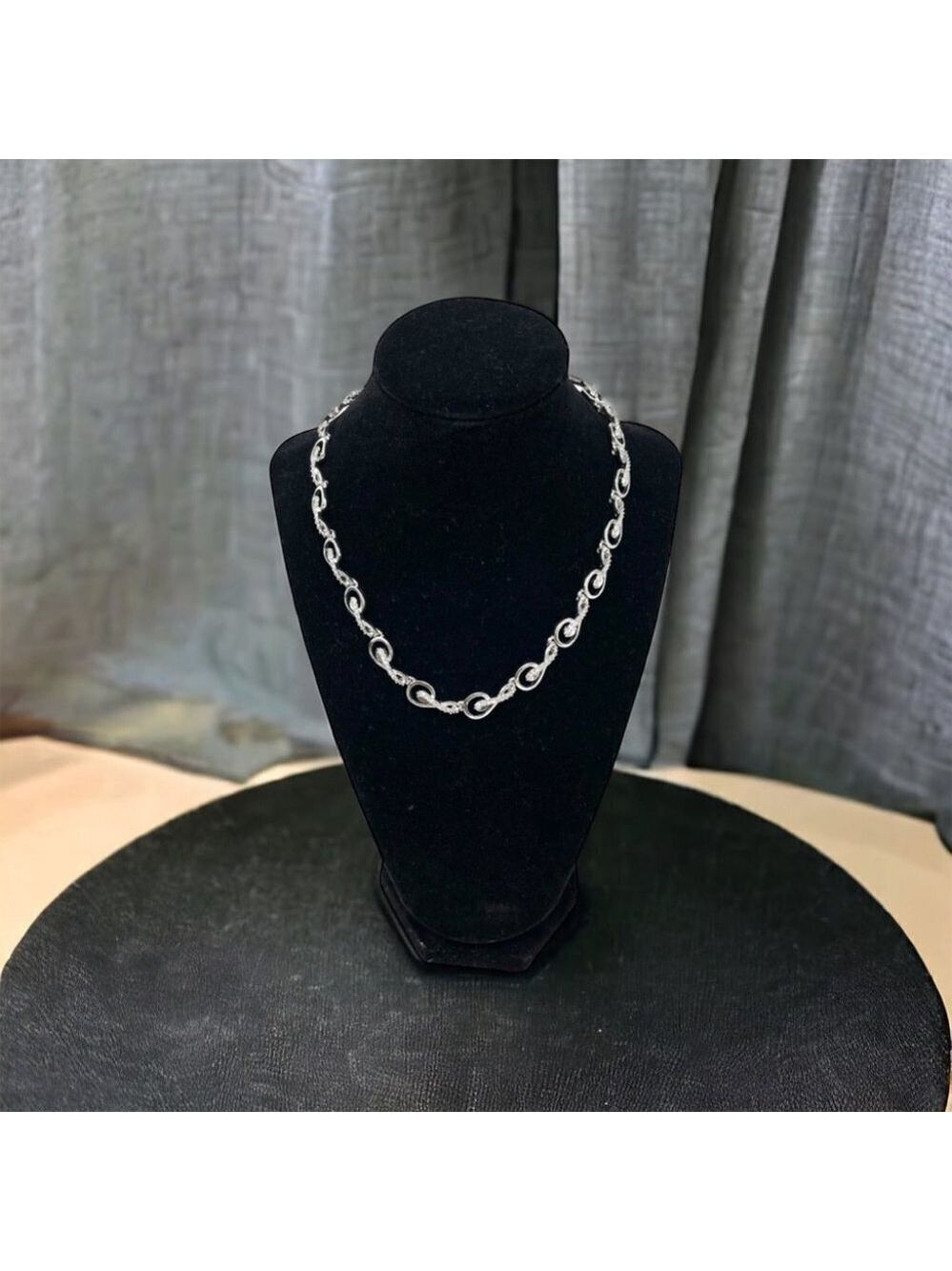 Dorlan Vintage MCM Silver and Cubic Zirconia 18" Necklace